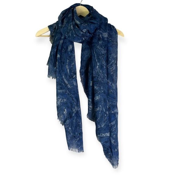 Ashley Ashoff Accessories - Ashley Ashoff Luxury Cashmere Silk Blend Scarf Blue Zebra Pattern Double Sided